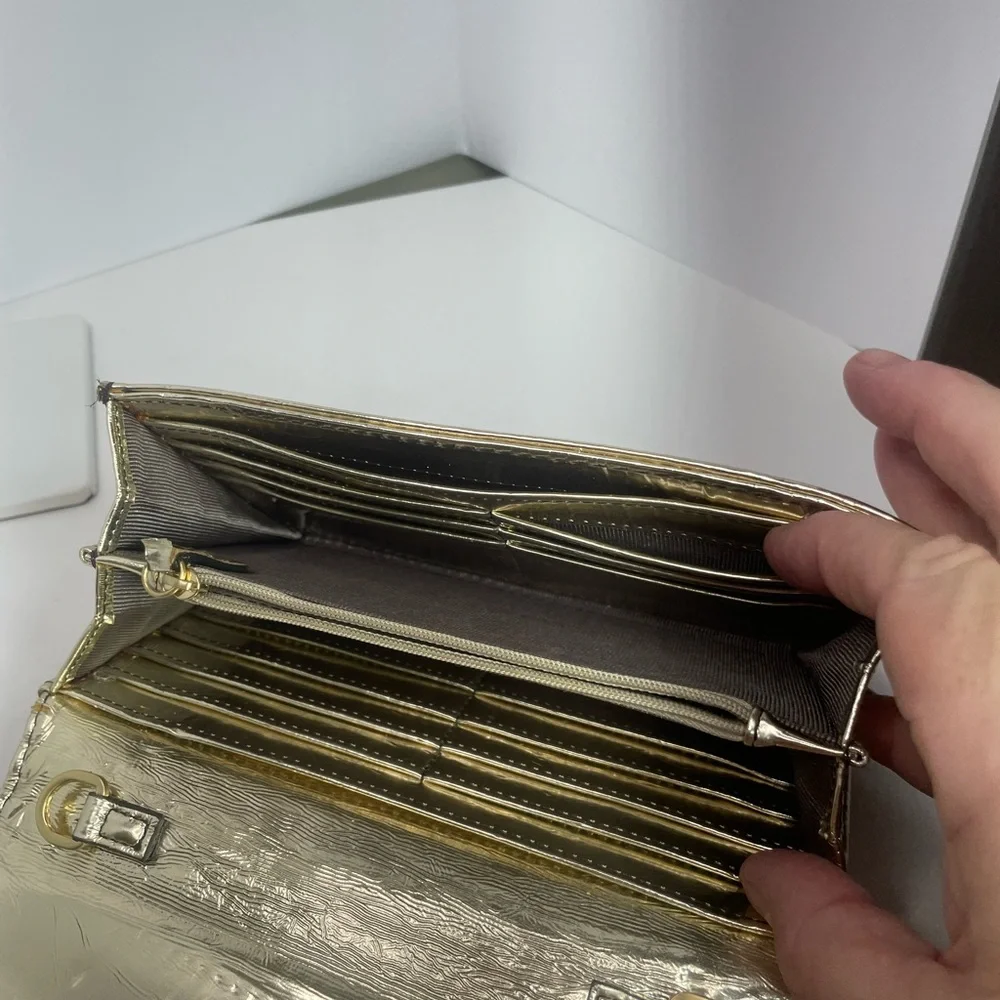 Zac Posen New York Shirley bow mini Gold Leather Crossbody or Clutch bag - Picture 10 of 16